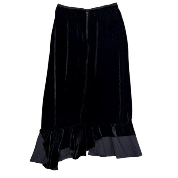 NWT Cynthia Ashby Lagenlook Velvet Asymmetrical Ruffle Hem Skirt - Picture 5 of 6